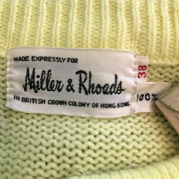 Vintage 80s Women's Medium Yellow Knit Cardigan Cottage Core Prairie Grannycore - Picture 6 of 6